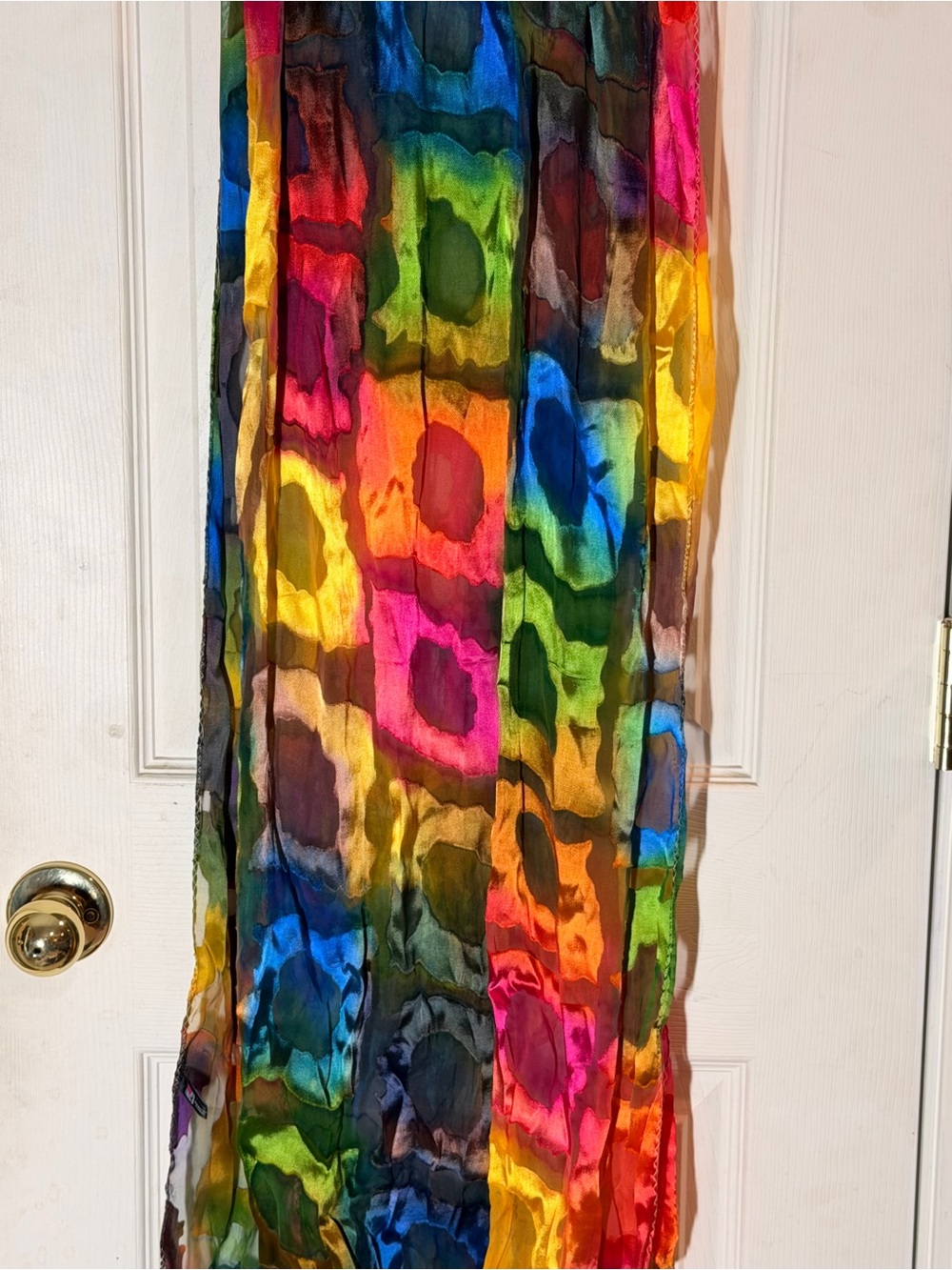 Multicolor Vibrant Silk-Feel Scarf for Home Accents - Picture 2 of 3